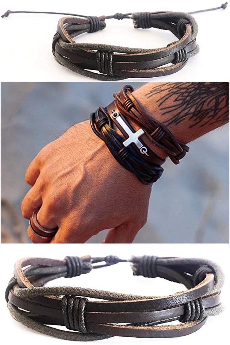 Rustic cuff leather on sale bracelets