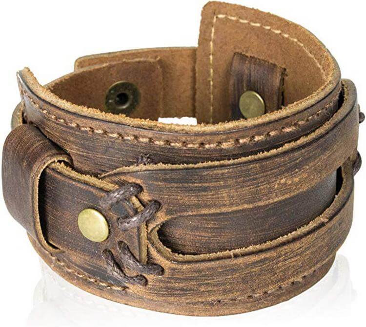 8 - Genuine Leather Cuff Bracelet Rustic Style
