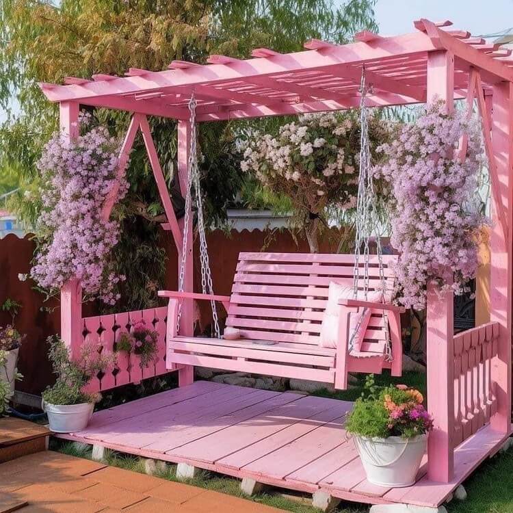 Garden Pergola Swings with Planters (10)