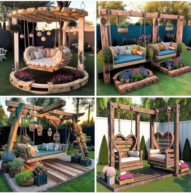 Garden Pergola Swings with Planters (11)