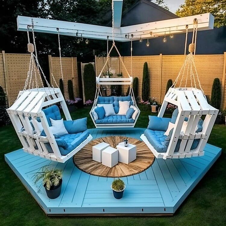 Garden Pergola Swings with Planters (2)