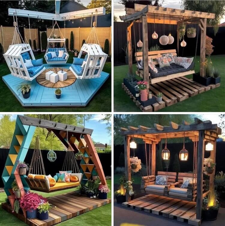 Garden Pergola Swings with Planters (4)