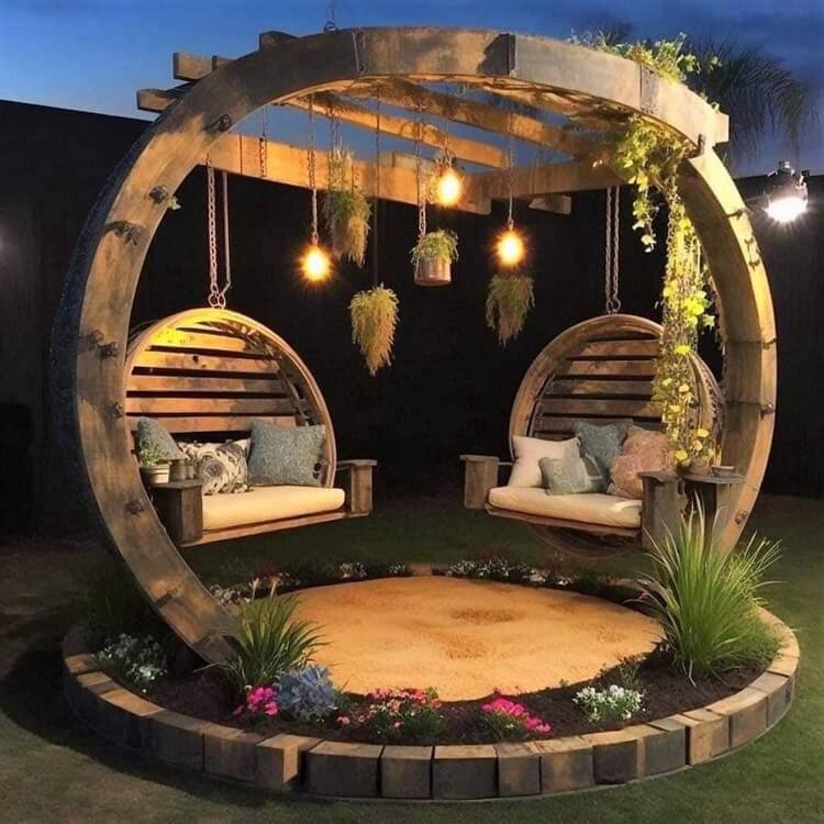 Garden Pergola Swings with Planters (5)