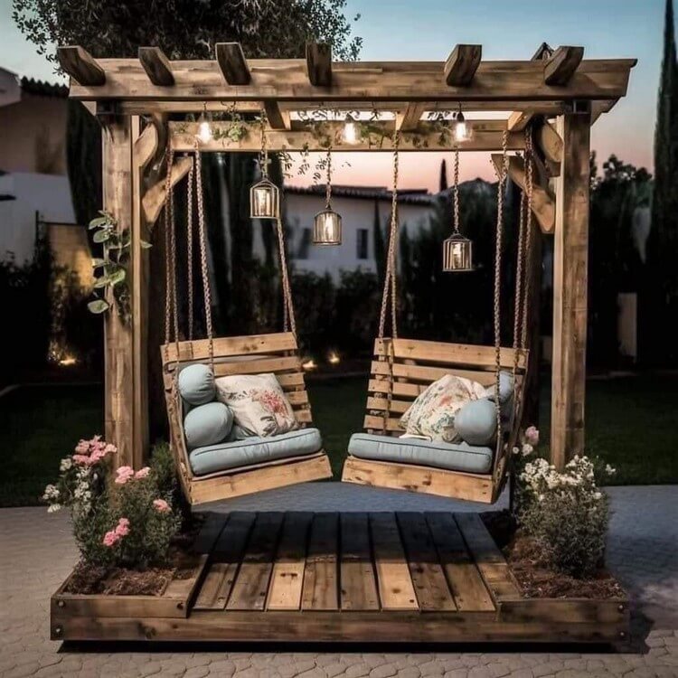 Garden Pergola Swings with Planters (6)