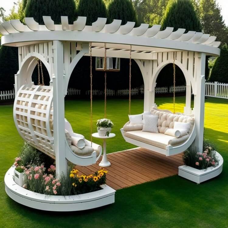 Garden Pergola Swings with Planters (9)