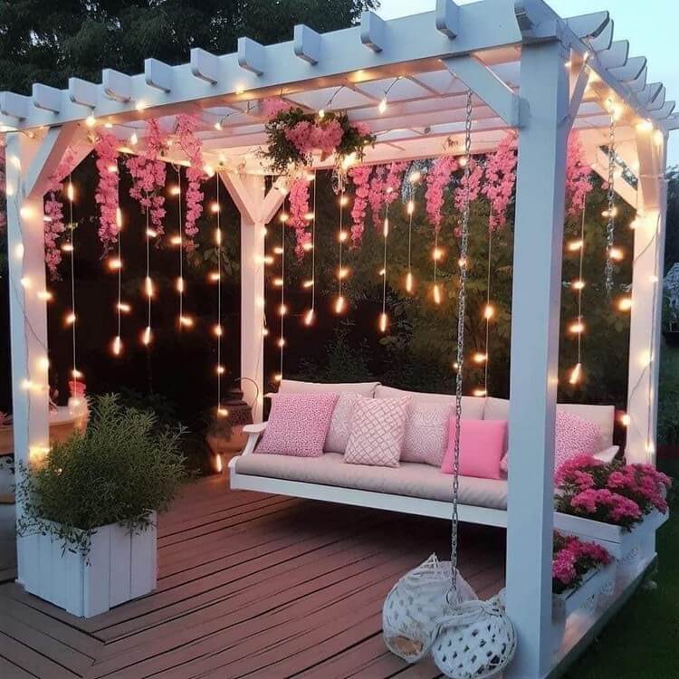 Garden Pergola with Lights and Seating on Deck (7)