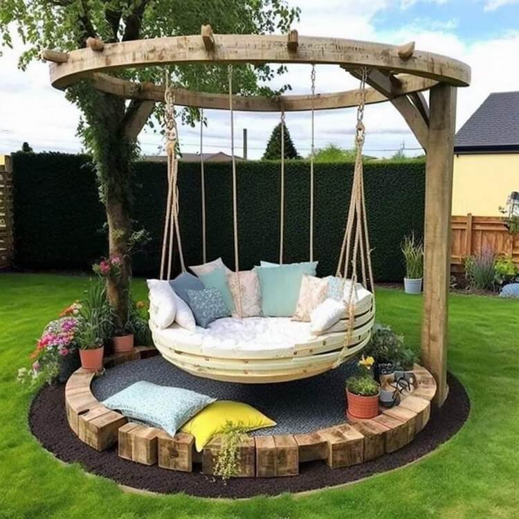 Round Shaped Garden Pergola Swing Bed (3)