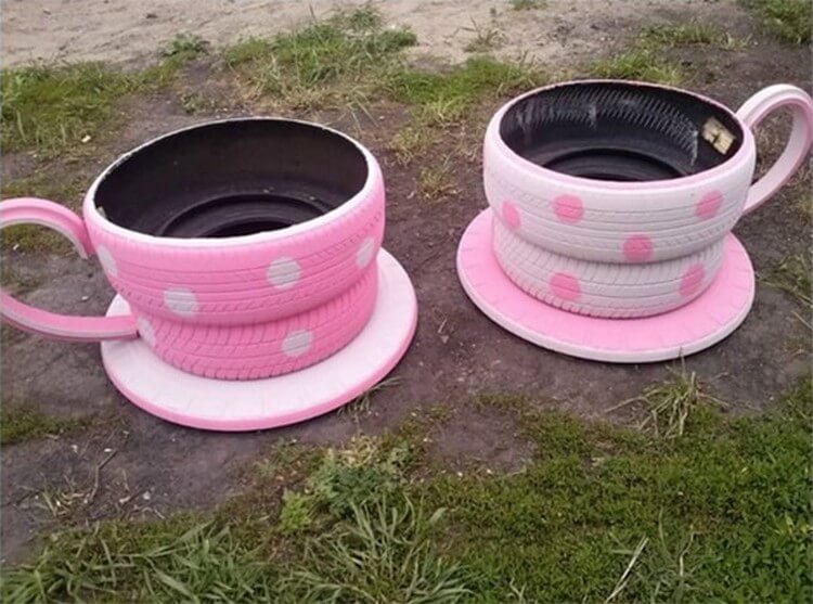 Tire-Tea-Cup-Planters