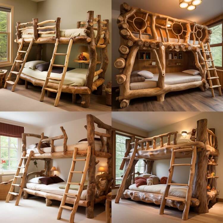 Wood Log Bunk Bed Idea (8)