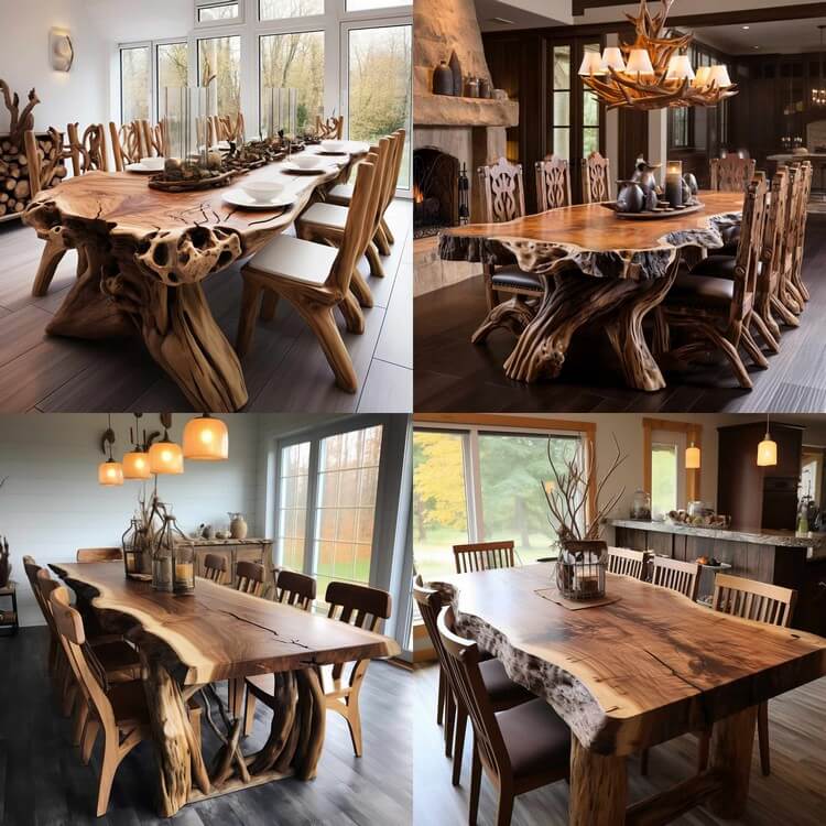 Wood Log Dining Furniture Set (1)