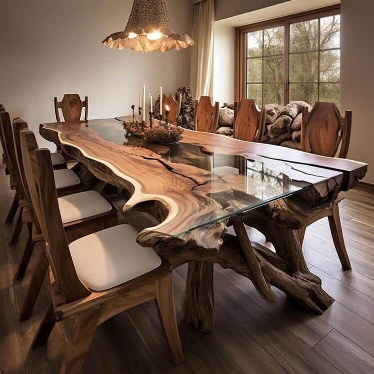 Wood Log Dining Furniture Set (4)