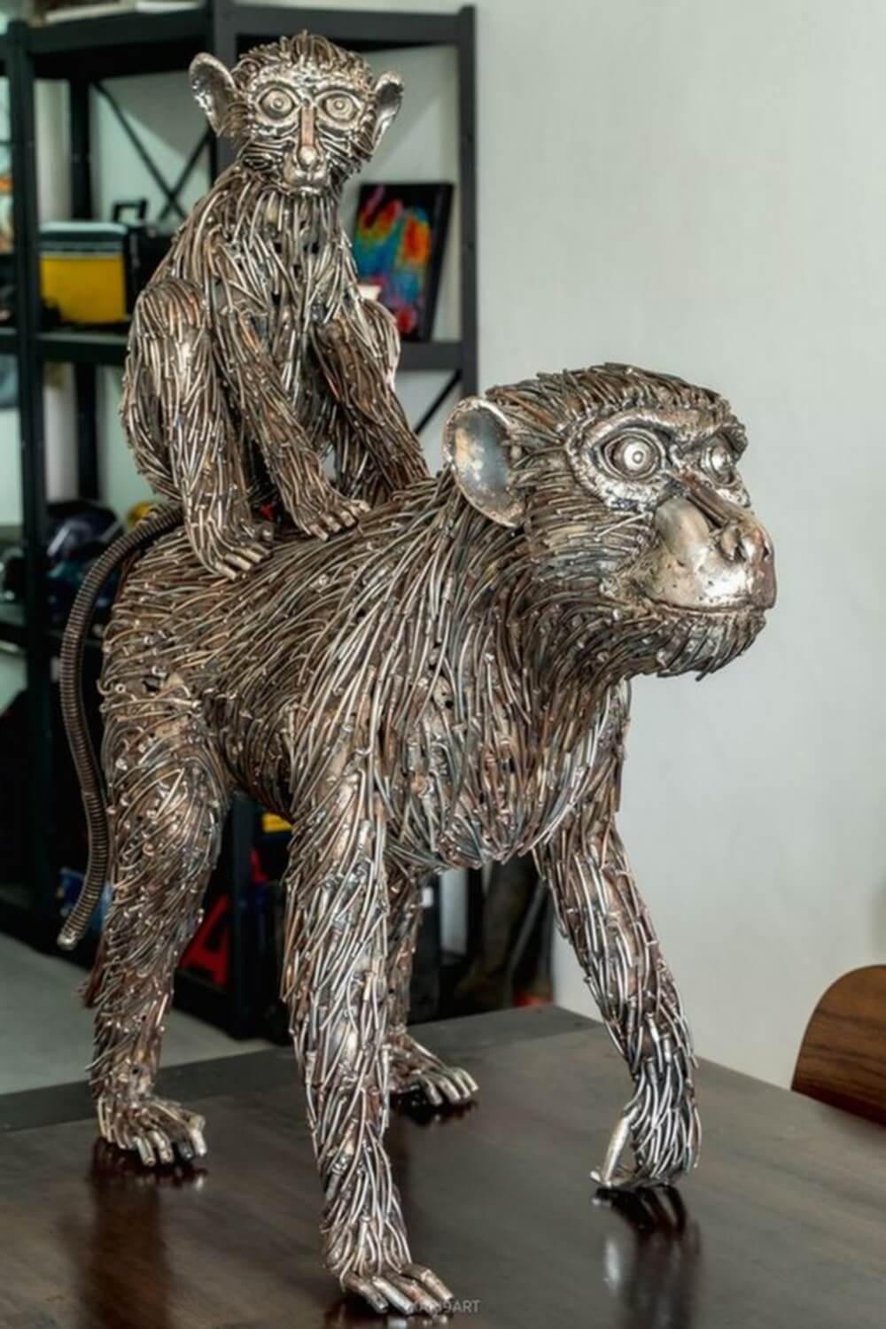 Monkey metal sculpture