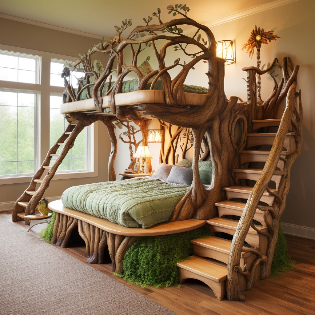 Elevate Your Sleepscape Bunk Bed Tree with Stairs for Whimsical Bedroom (1)