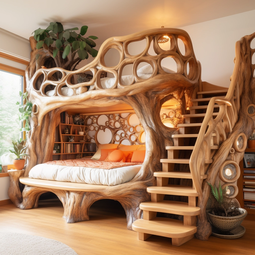 Elevate Your Sleepscape Bunk Bed Tree with Stairs for Whimsical Bedroom (10)