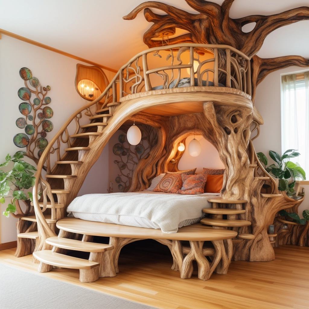 Elevate Your Sleepscape Bunk Bed Tree with Stairs for Whimsical Bedroom (11)