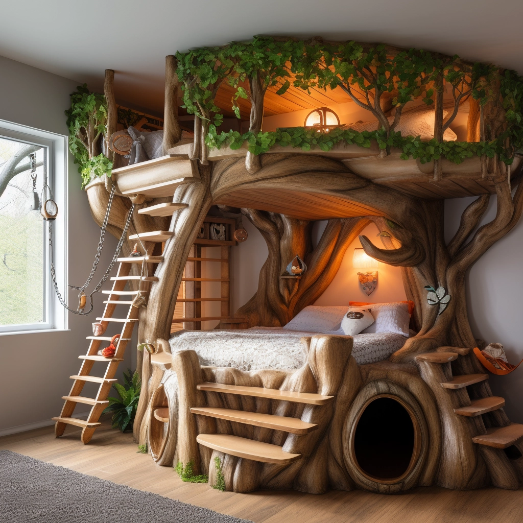 Elevate Your Sleepscape Bunk Bed Tree with Stairs for Whimsical Bedroom (13)
