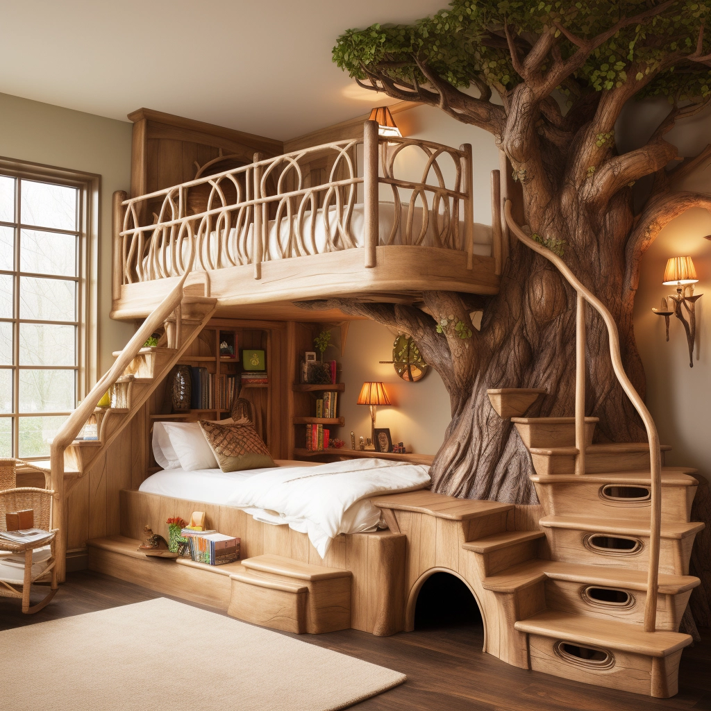Elevate Your Sleepscape Bunk Bed Tree with Stairs for Whimsical Bedroom (14)