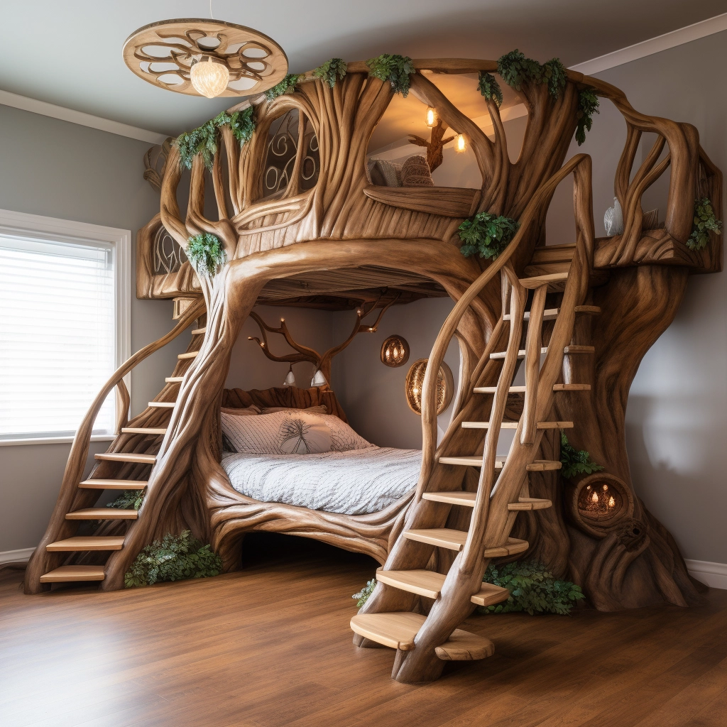 Elevate Your Sleepscape Bunk Bed Tree with Stairs for Whimsical Bedroom (17)