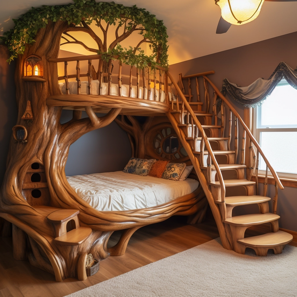 Elevate Your Sleepscape Bunk Bed Tree with Stairs for Whimsical Bedroom (18)