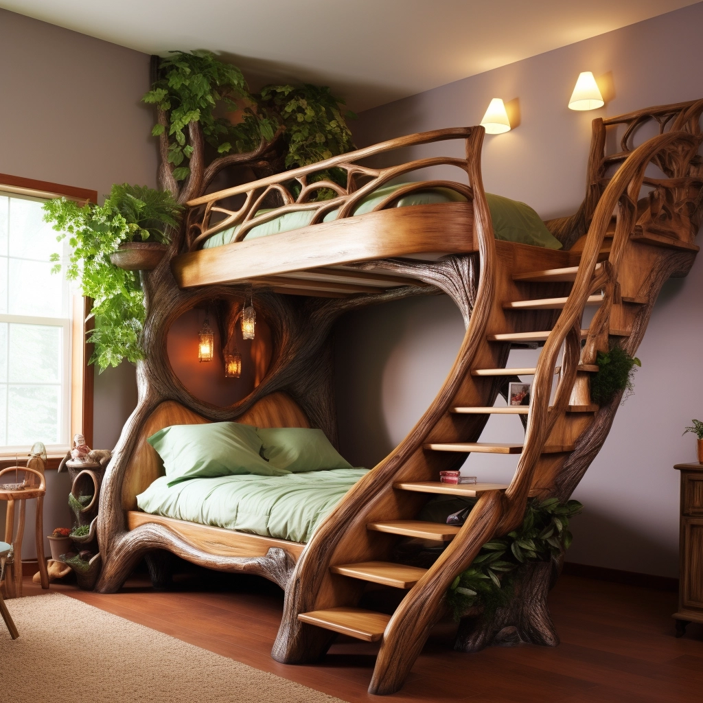 Elevate Your Sleepscape Bunk Bed Tree with Stairs for Whimsical Bedroom (19)