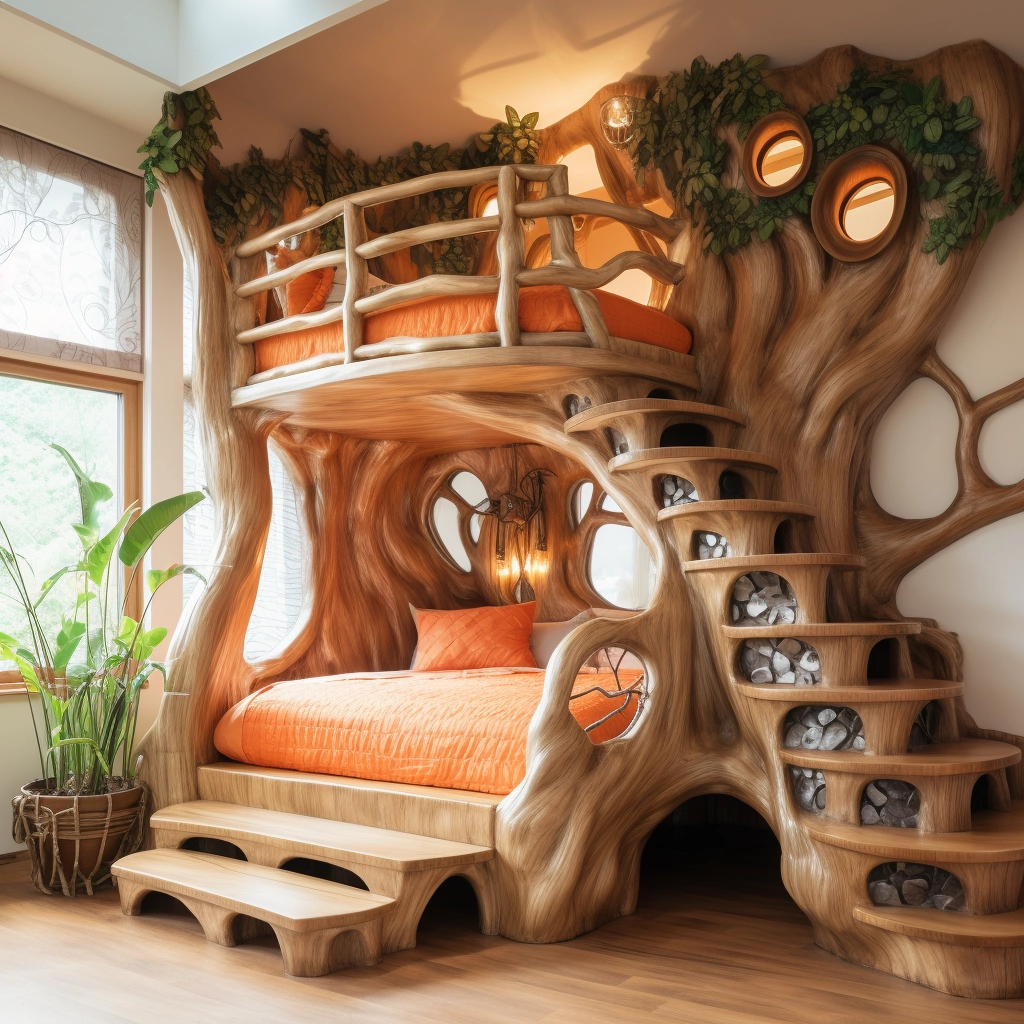 Elevate Your Sleepscape Bunk Bed Tree with Stairs for Whimsical Bedroom (2)