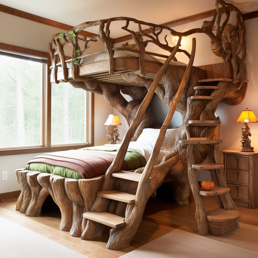 Elevate Your Sleepscape Bunk Bed Tree with Stairs for Whimsical Bedroom (22)