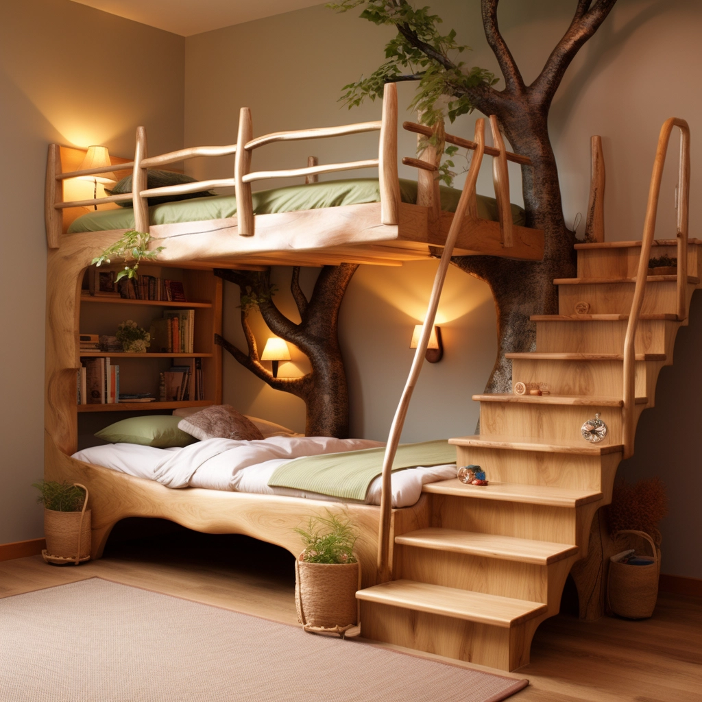 Elevate Your Sleepscape Bunk Bed Tree with Stairs for Whimsical Bedroom (23)