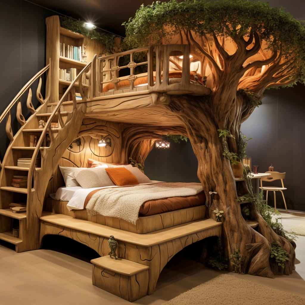 Elevate Your Sleepscape Bunk Bed Tree with Stairs for Whimsical Bedroom (25)
