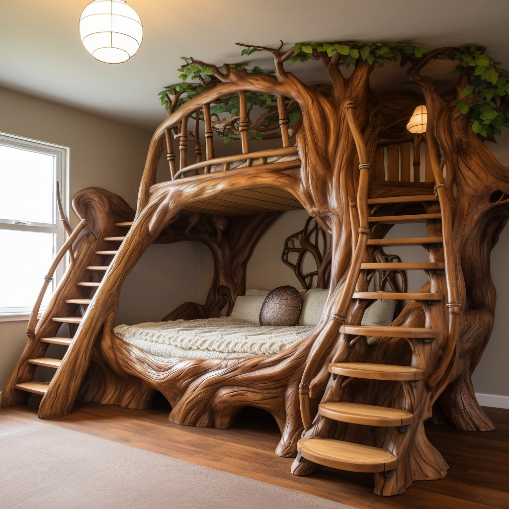 Elevate Your Sleepscape Bunk Bed Tree with Stairs for Whimsical Bedroom (27)