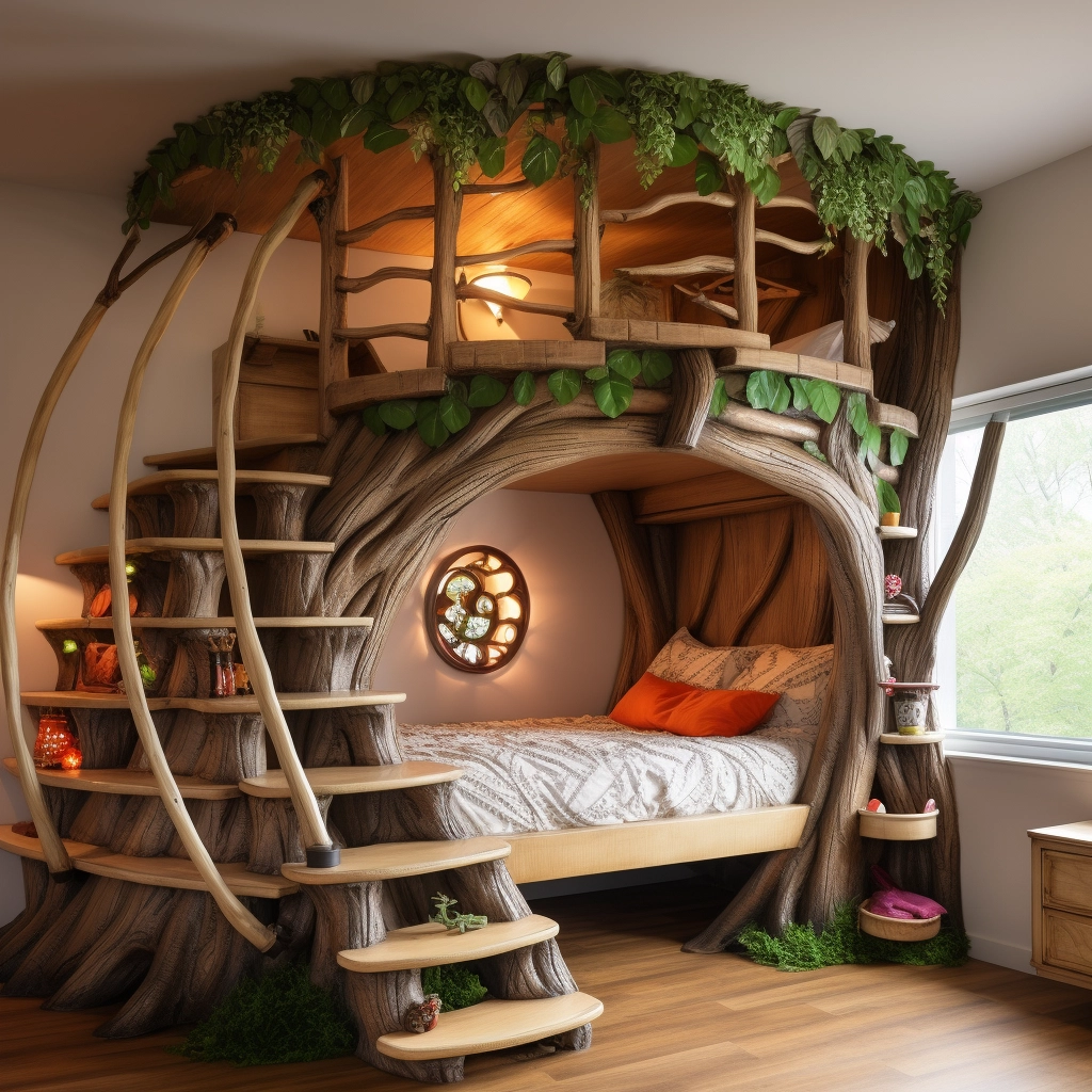 Elevate Your Sleepscape Bunk Bed Tree with Stairs for Whimsical Bedroom (28)
