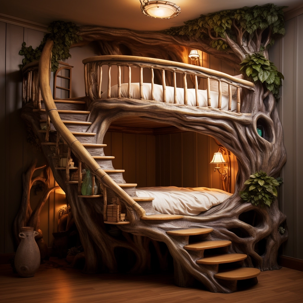 Elevate Your Sleepscape Bunk Bed Tree with Stairs for Whimsical Bedroom (29)