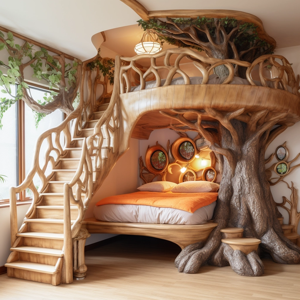 Elevate Your Sleepscape Bunk Bed Tree with Stairs for Whimsical Bedroom (3)