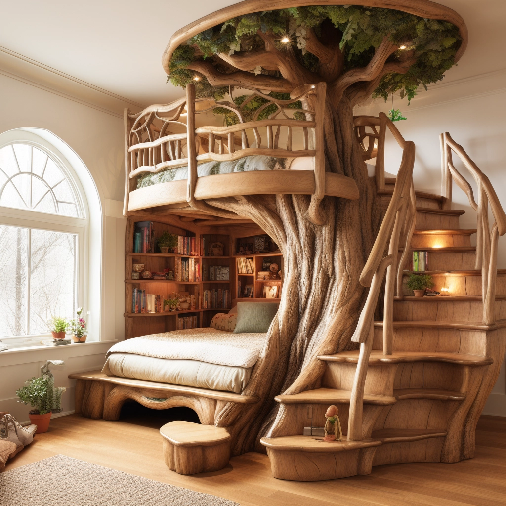 Elevate Your Sleepscape Bunk Bed Tree with Stairs for Whimsical Bedroom (4)