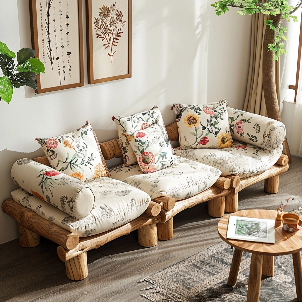 Rustic Comfort Embrace Nature with a Wood Log Couch Set (24)