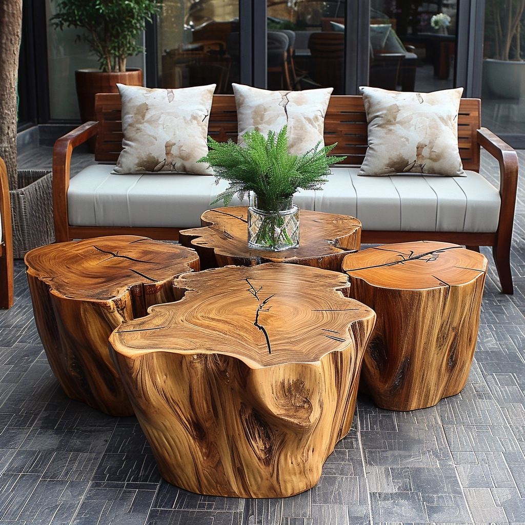 Rustic Comfort Embrace Nature with a Wood Log Couch Set (27)