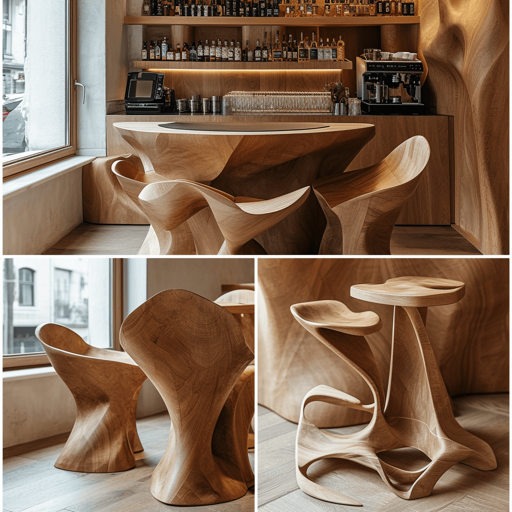 Rustic Elegance Unveiling Our Wooden Bar with Chic Chairs (12)