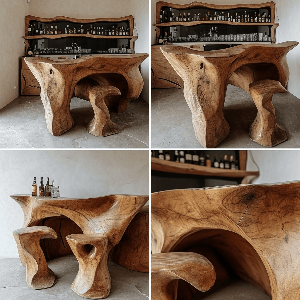 Rustic Elegance Unveiling Our Wooden Bar with Chic Chairs (16)