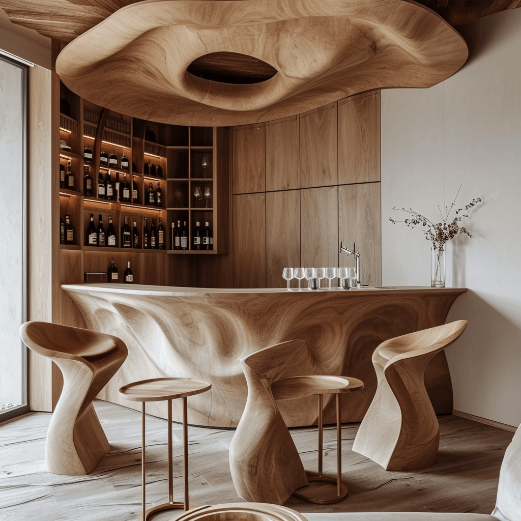 Rustic Elegance Unveiling Our Wooden Bar with Chic Chairs (21)