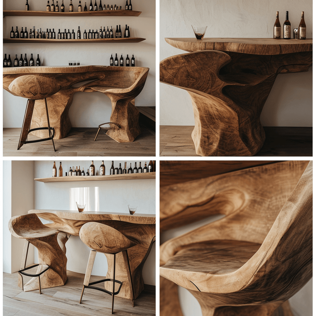 Rustic Elegance Unveiling Our Wooden Bar with Chic Chairs (7)