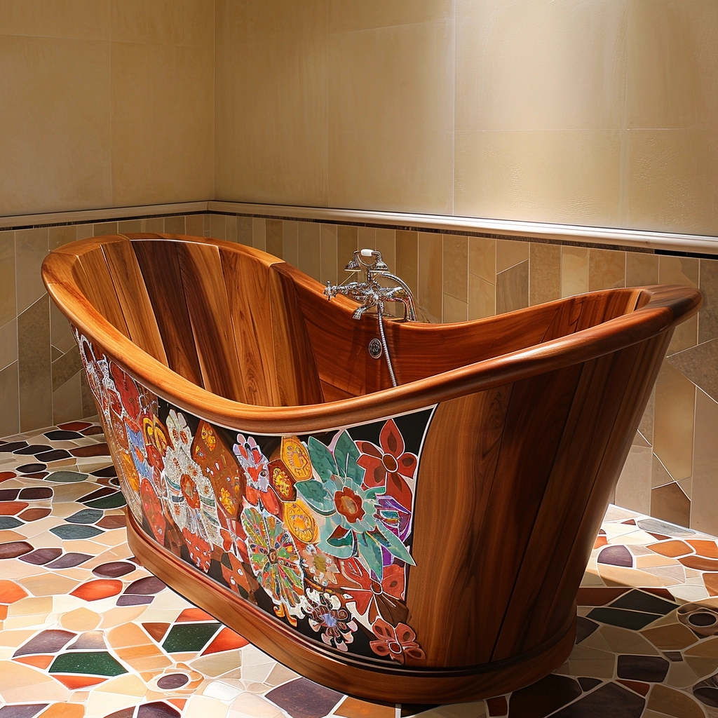 Wooden Elegance Elevate Your Bathing Experience with a Fancy Wooden Bathtub (10)