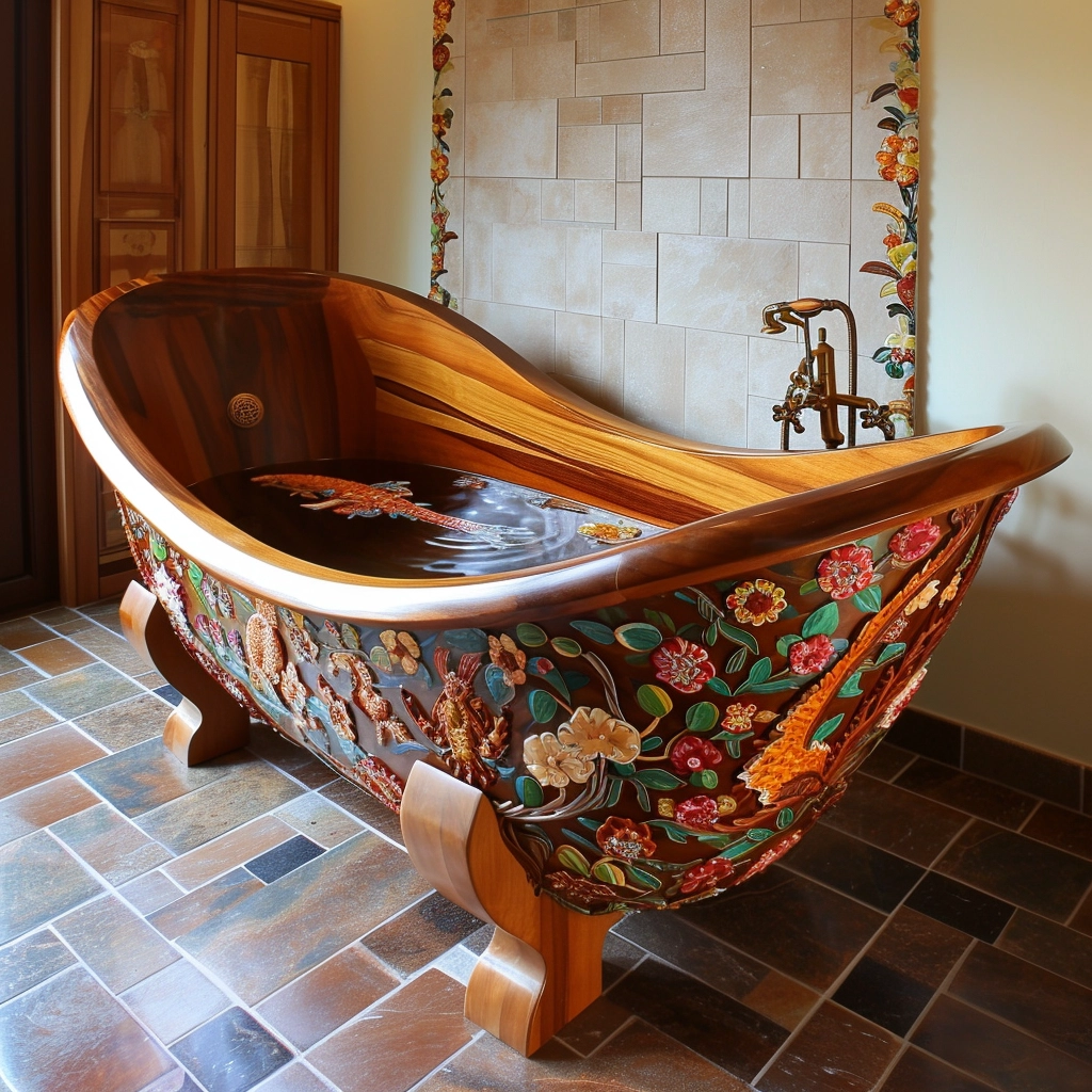 Wooden Elegance Elevate Your Bathing Experience with a Fancy Wooden Bathtub (11)