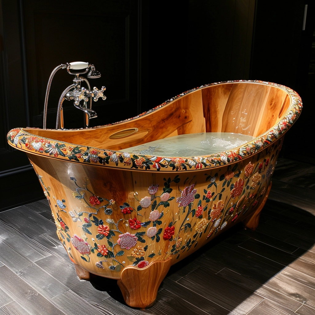Wooden Elegance Elevate Your Bathing Experience with a Fancy Wooden Bathtub (18)