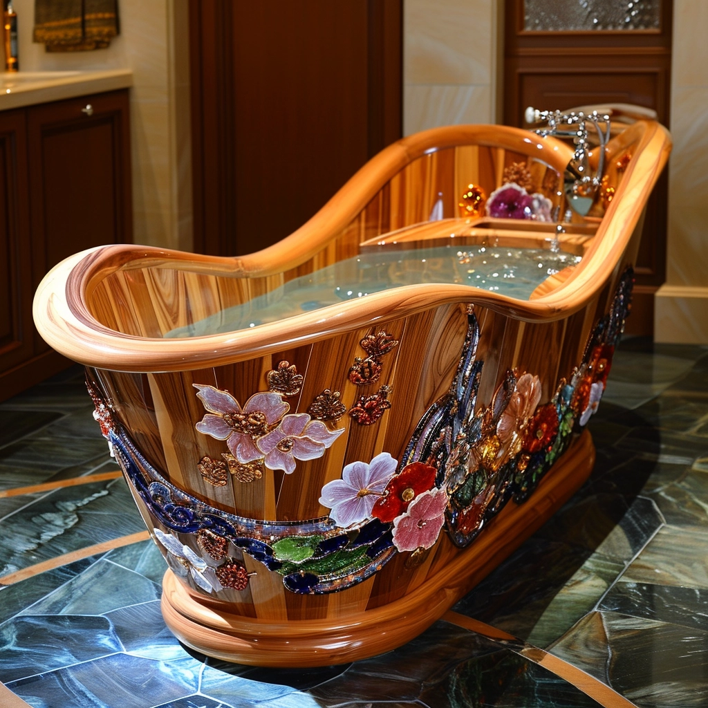 Wooden Elegance Elevate Your Bathing Experience with a Fancy Wooden Bathtub (21)
