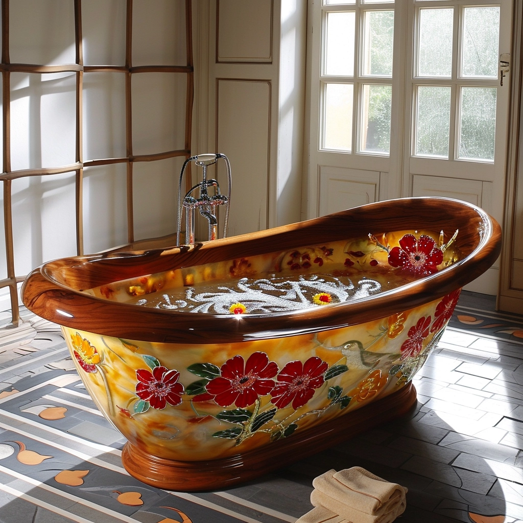Wooden Elegance Elevate Your Bathing Experience with a Fancy Wooden Bathtub (22)