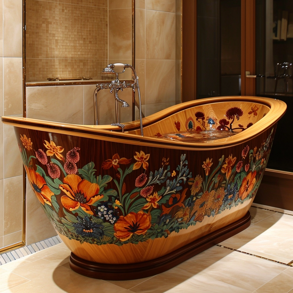 Wooden Elegance Elevate Your Bathing Experience with a Fancy Wooden Bathtub (23)