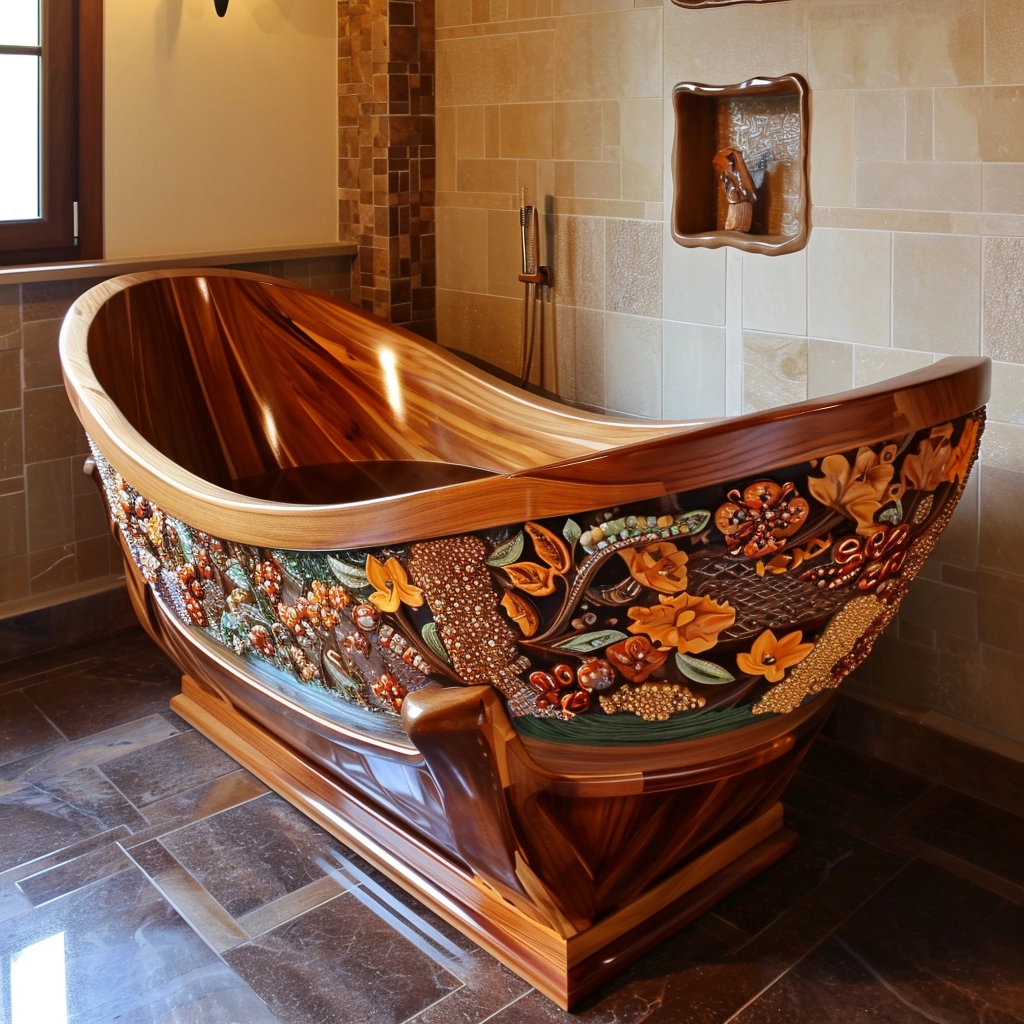 Wooden Elegance Elevate Your Bathing Experience with a Fancy Wooden Bathtub (25)