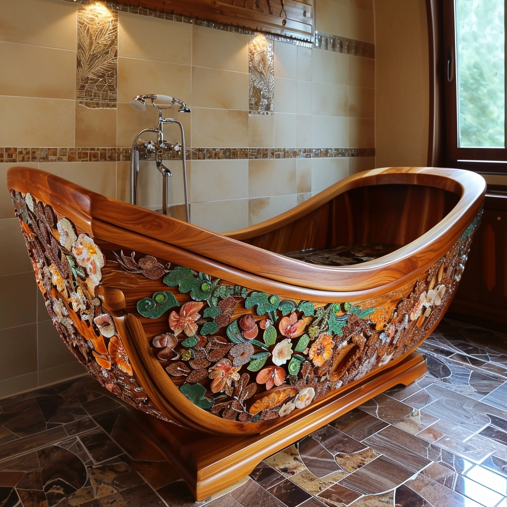 Wooden Elegance Elevate Your Bathing Experience with a Fancy Wooden Bathtub (26)