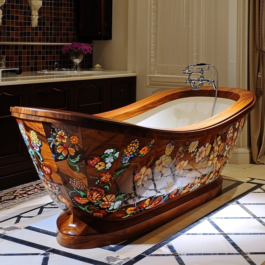Wooden Elegance Elevate Your Bathing Experience with a Fancy Wooden Bathtub (27)