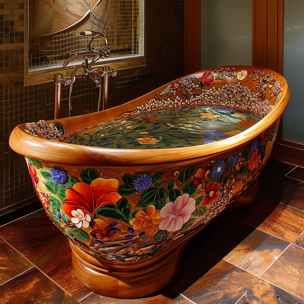 Wooden Elegance Elevate Your Bathing Experience with a Fancy Wooden Bathtub (28)