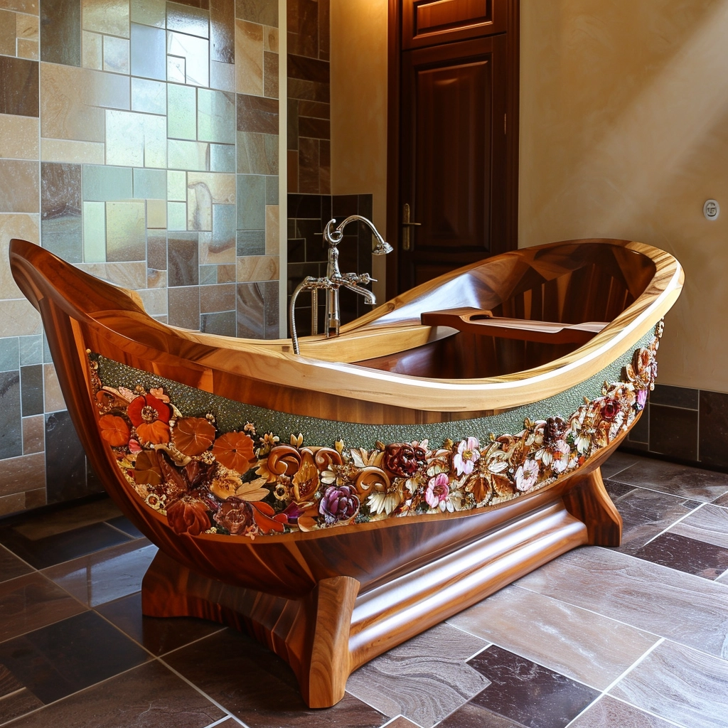Wooden Elegance Elevate Your Bathing Experience with a Fancy Wooden Bathtub (31)